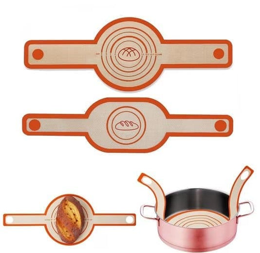 2-Pack Nonstick Silicone Baking Mat with Long Handles, Red