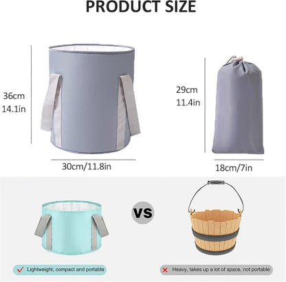 Foldable Foot Bath Tub 30x36cm, Gray, Portable for Home Travel Camping Outdoor Use, Spa and Care.