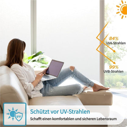 60cmx5m Frosted Self-Adhesive Window Film for Privacy and UV Protection, White, Opaque for Bathrooms and Offices