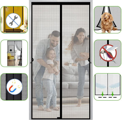Magnetic insect screen door with automatic closing, quiet durable scratch-resistant breathable mesh for insect and mosquito protection, 120x210cm