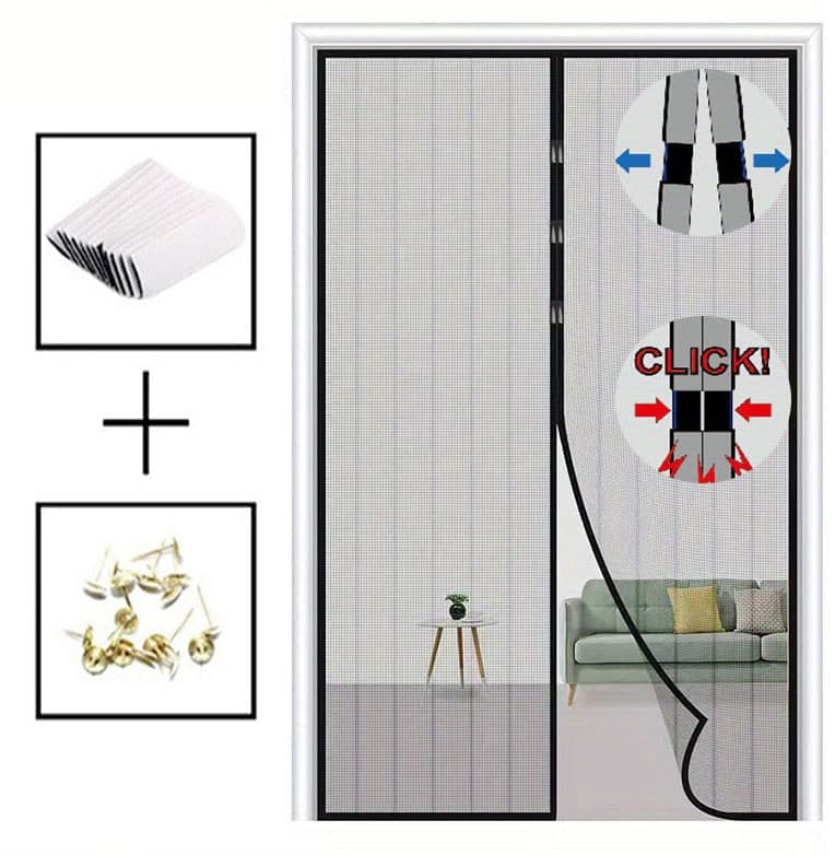 Magnetic insect screen door with automatic closing, quiet durable scratch-resistant breathable mesh for insect and mosquito protection, 120x210cm