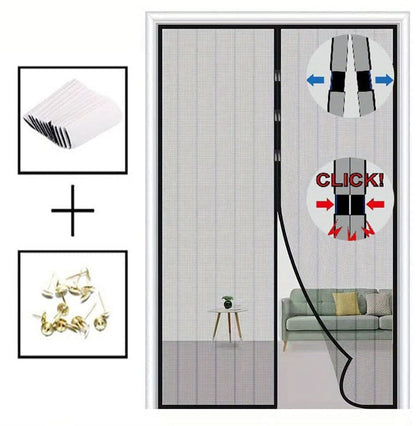 Magnetic insect screen door with automatic closing, quiet durable scratch-resistant breathable mesh for insect and mosquito protection, 120x210cm