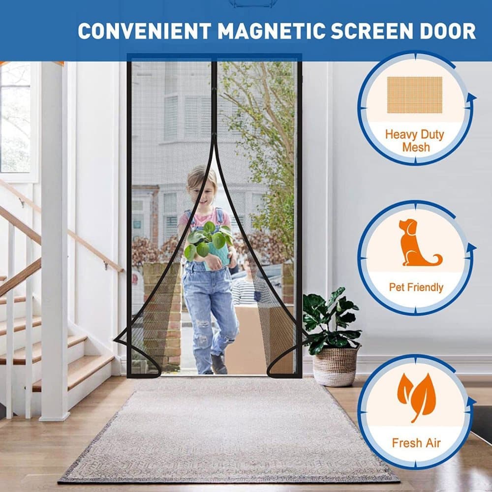 Magnetic insect screen door with automatic closing, quiet durable scratch-resistant breathable mesh for insect and mosquito protection, 120x210cm
