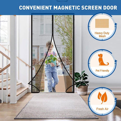 Magnetic insect screen door with automatic closing, quiet durable scratch-resistant breathable mesh for insect and mosquito protection, 120x210cm