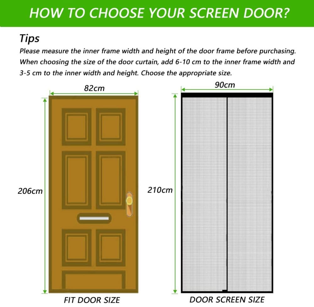 Magnetic insect screen door with automatic closing, quiet durable scratch-resistant breathable mesh for insect and mosquito protection, 120x210cm