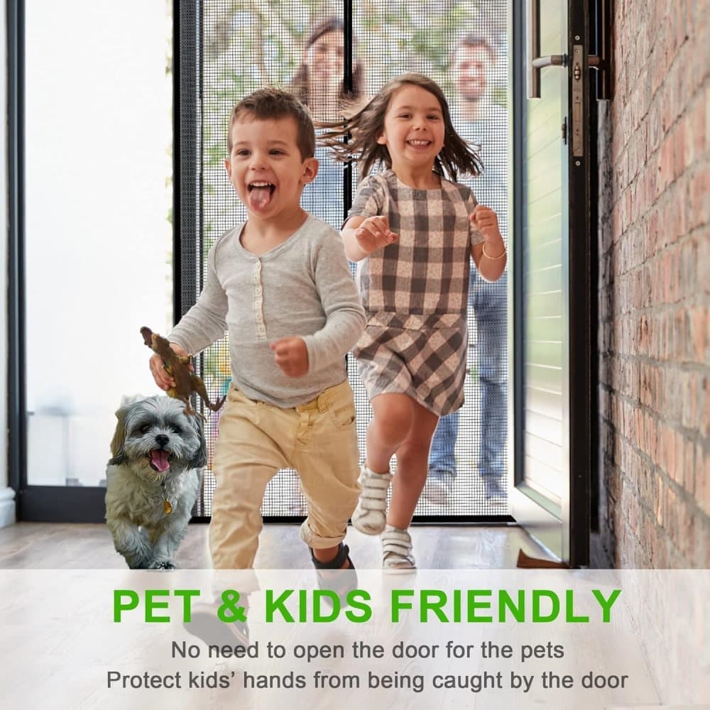 Magnetic insect screen door with automatic closing, quiet durable scratch-resistant breathable mesh for insect and mosquito protection, 120x210cm