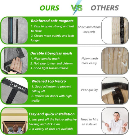 Magnetic insect screen door with automatic closing, quiet durable scratch-resistant breathable mesh for insect and mosquito protection, 120x210cm
