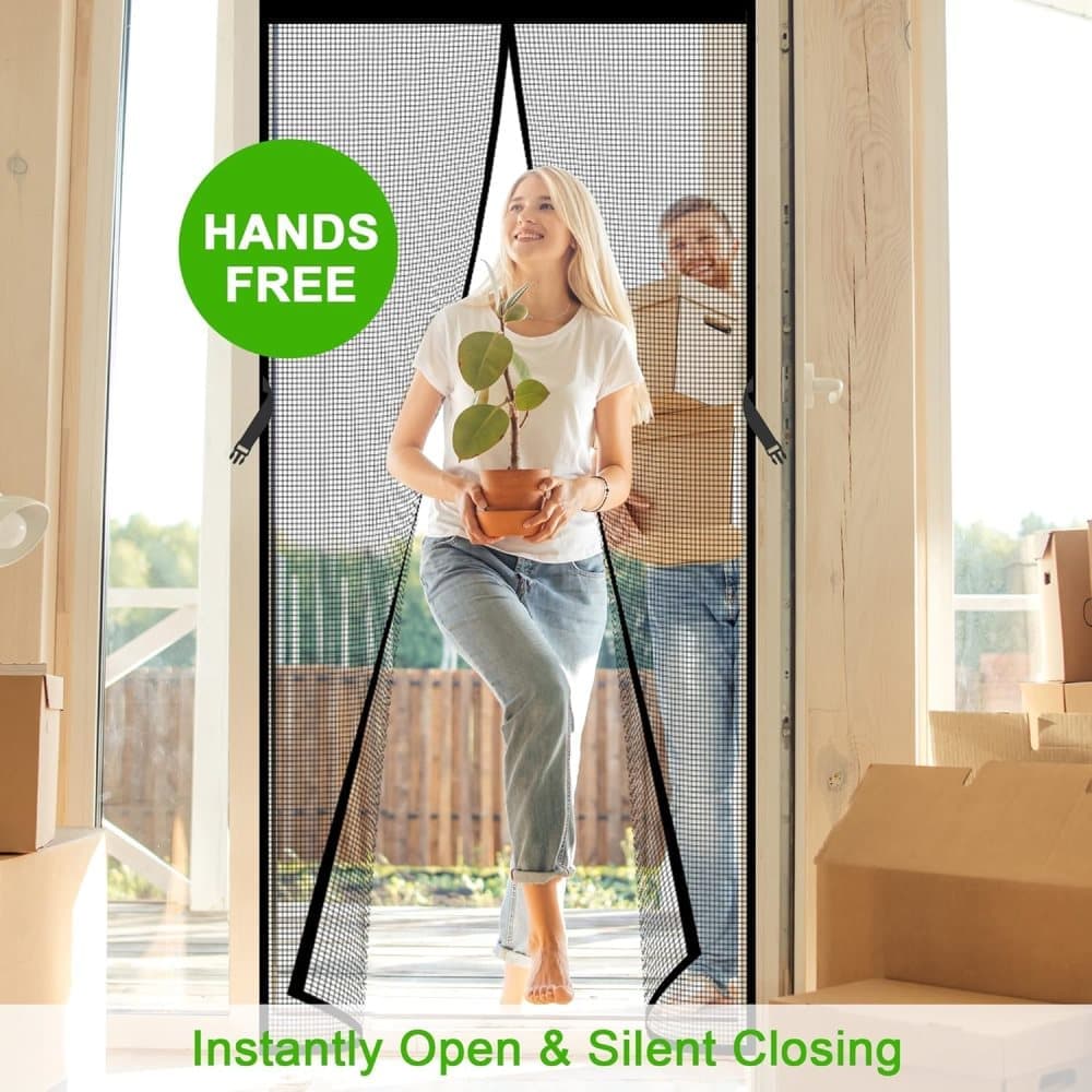 Magnetic insect screen door with automatic closing, quiet durable scratch-resistant breathable mesh for insect and mosquito protection, 120x210cm