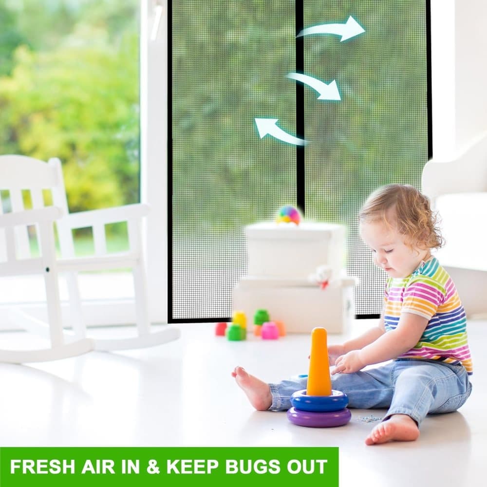 Magnetic insect screen door with automatic closing, quiet durable scratch-resistant breathable mesh for insect and mosquito protection, 120x210cm