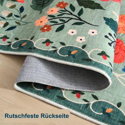 Bohemian Floral Doormat Non-slip Absorbent Dirt-Resistant Machine Washable, 60x90cm, Green