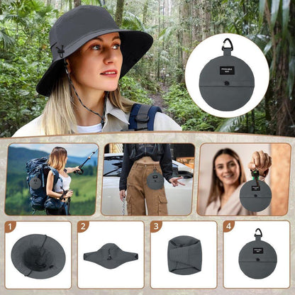 Foldable Waterproof Fisherman Hat Unisex Quick-Drying Sun Protection Summer Outdoor, Dark Green