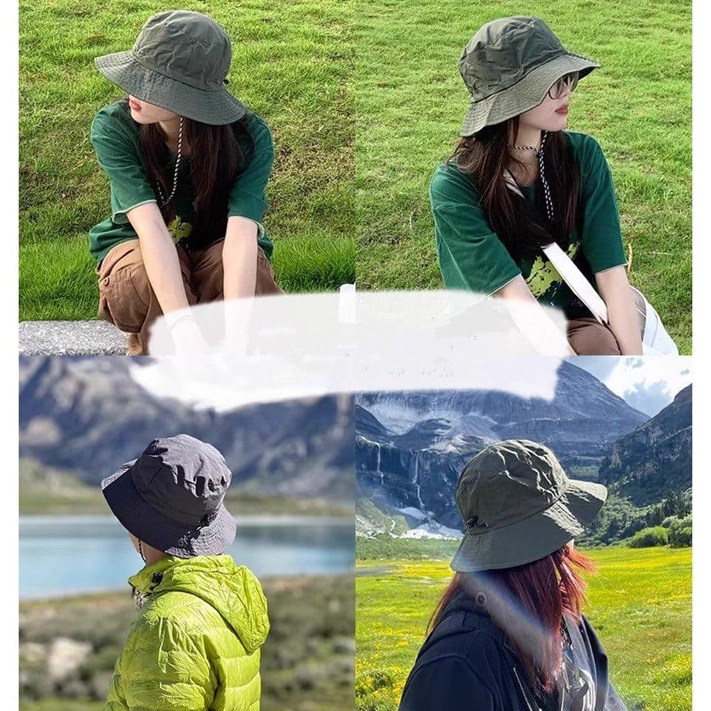 Foldable Waterproof Fisherman Hat Unisex Quick-Drying Sun Protection Summer Outdoor, Dark Green