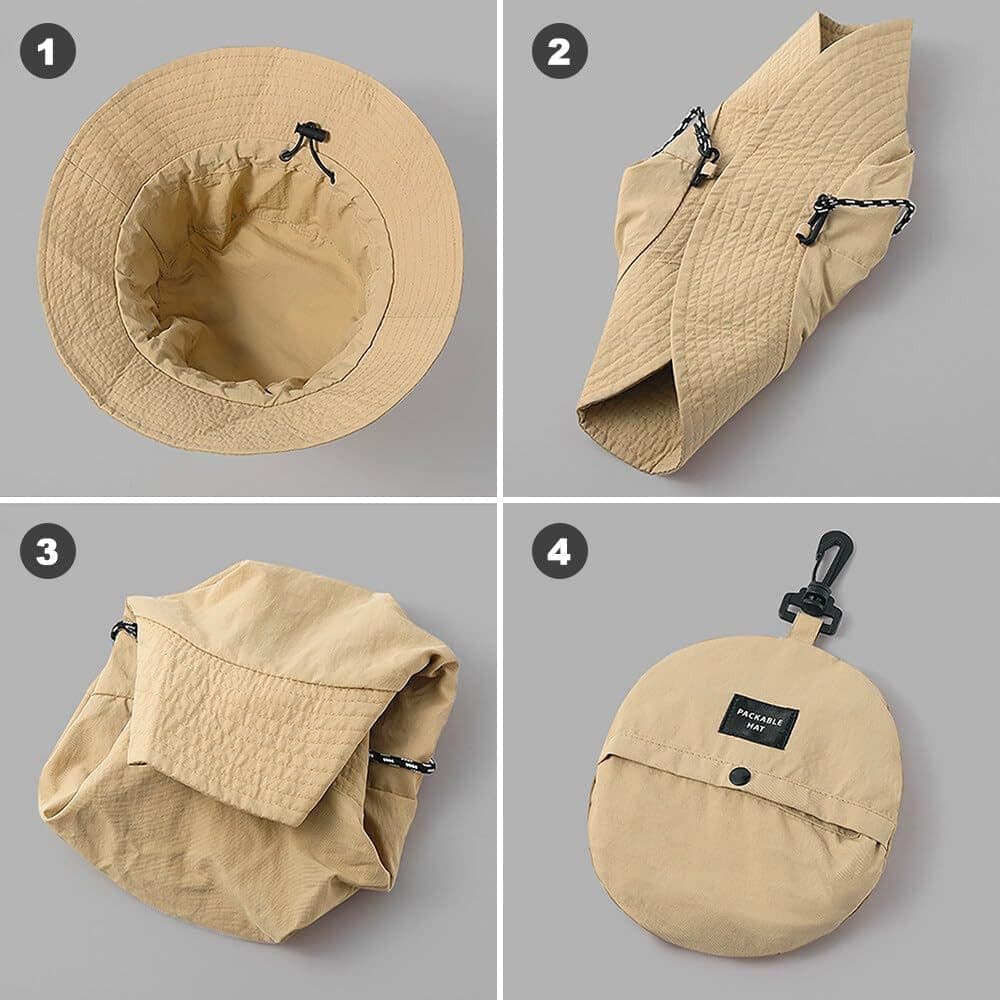 Foldable Waterproof Fisherman Hat Unisex Quick-Drying Sun Protection Summer Outdoor, Dark Green