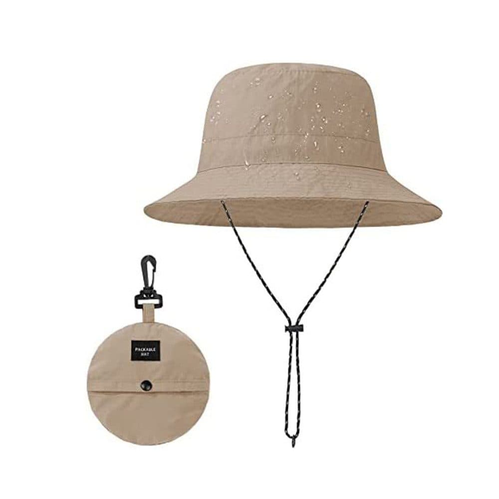 Foldable Waterproof Fisherman Hat Unisex Quick-Drying Sun Hat for Summer Outdoor, Light Brown