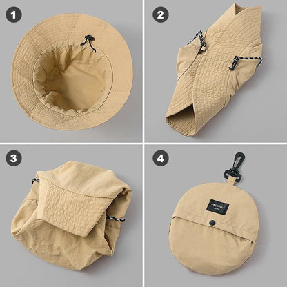 Foldable Waterproof Fisherman Hat Unisex Quick-Drying Sun Hat for Summer Outdoor, Light Brown