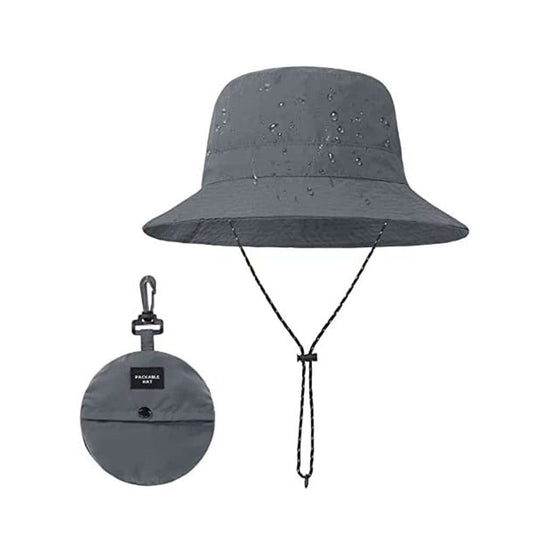 Foldable Waterproof Fisherman Hat Unisex Quick-Drying Sun Protection Summer Outdoor Hat, Dark Gray