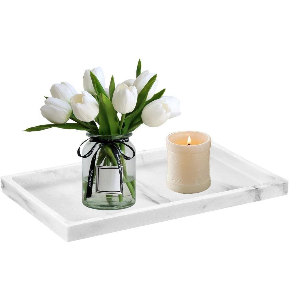 Silicone storage tray organizer for makeup and small items, 30 cm x 12.5 cm, Light gray.