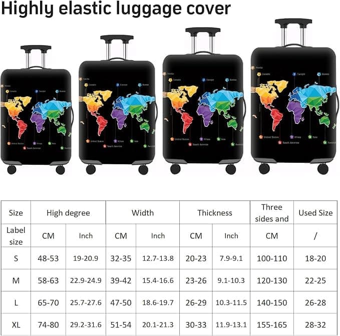 Washable Reusable Elastic Suitcase Cover Luggage Protector Travel Protective Cover, 18-32 Inch