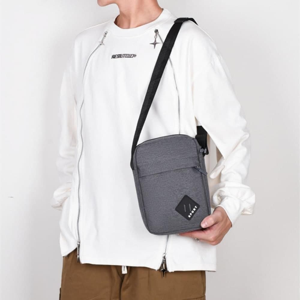 Multifunctional Waterproof Shoulder Bag, 2 Compartments, Black, 16x23x9cm