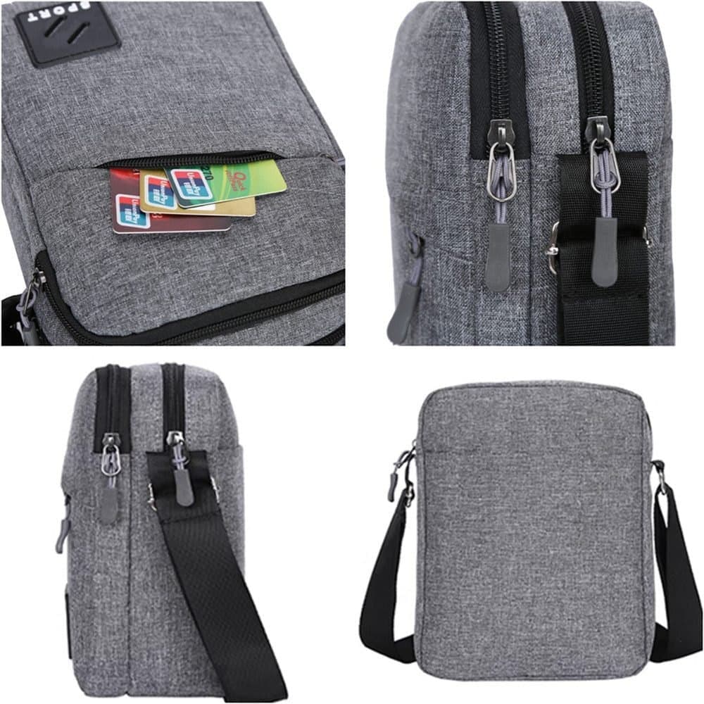 Multifunctional Waterproof Shoulder Bag, 2 Compartments, Black, 16x23x9cm
