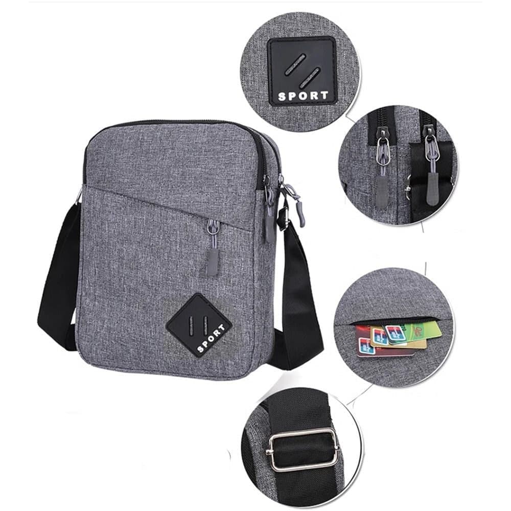Multifunctional Waterproof Shoulder Bag, 2 Compartments, Black, 16x23x9cm