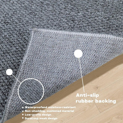 60x90cm Jute Doormat for Indoor Outdoor Use Non Slip Dust Resistant Quick Absorbing, Gray