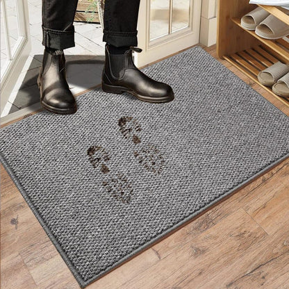 Non-Slip Jute-Like Doormat for Indoor Outdoor Use, Dust-Resistant Quick-Absorbing Welcome Mat, 60x90cm, Gray