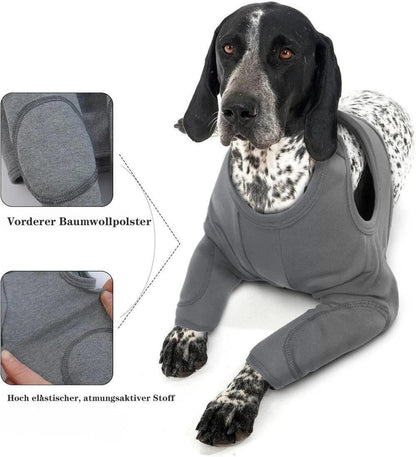 2XL Dog Breathable Elastic Elbow Protection, Dark Gray, Post-Surgery Foreleg Protector to Prevent Licking and Biting