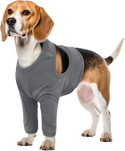 Breathable Elastic Dog Elbow Protector for Post-Surgery Protection Prevents Licking and Biting, M, Light Gray