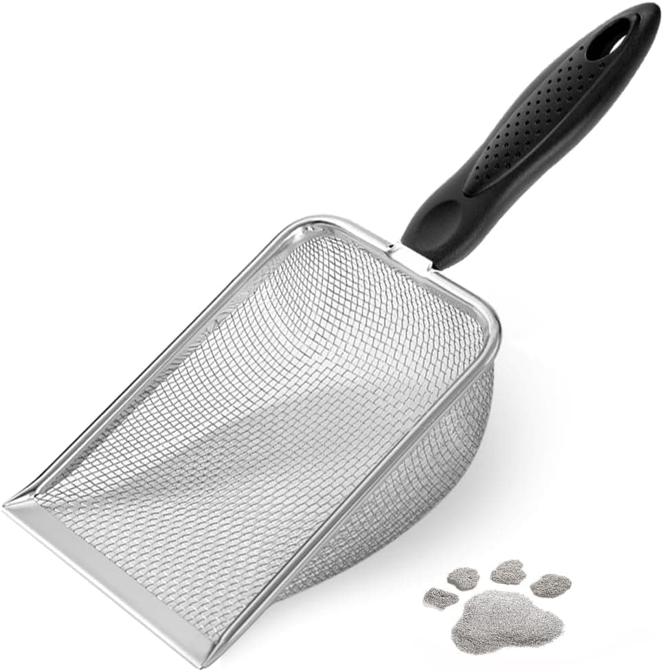 2.8MM Stainless Steel Cat Litter Scoop for Litter Box, Durable and Easy to Clean, Compatible with All Brands