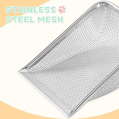 Stainless Steel Cat Litter Scoop, Durable and Easy to Clean with Mesh Design, Compatible with All Cat Litter Boxes, 3.8MM