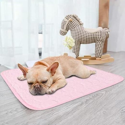 50-100 cm Dog and Cat Cooling Mat, Breathable Pet Cooling Pad, Pink, 70×55 cm