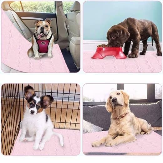 50-100 cm Dog and Cat Cooling Mat, Breathable Pet Cooling Pad, Pink, 70×55 cm