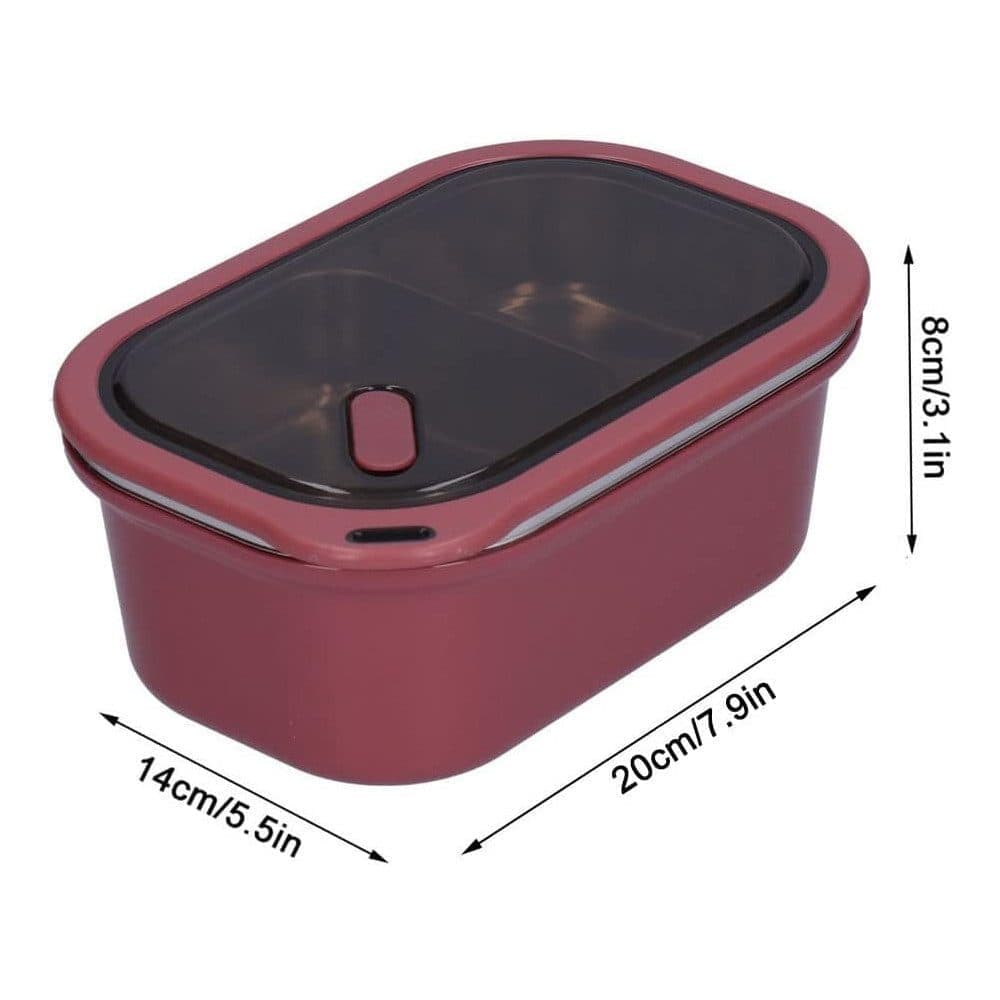 1200ml 2 Compartments Leak-Proof Stainless Steel Lunch Box with Spoon, 304 Stainless Steel, RED
