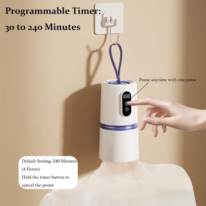Portable dryer 360° hot air with drying bag, quiet operation, 30-240 minute timer, perfect for travel