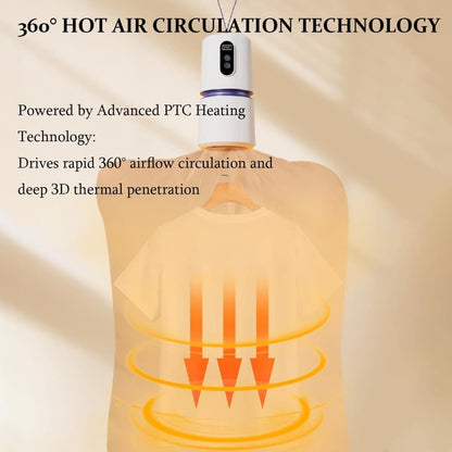 Portable dryer 360° hot air with drying bag, quiet operation, 30-240 minute timer, perfect for travel