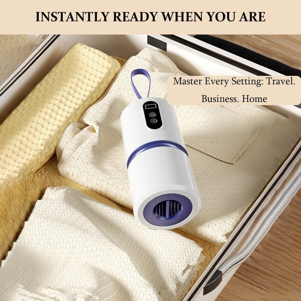 Portable dryer 360° hot air with drying bag, quiet operation, 30-240 minute timer, perfect for travel
