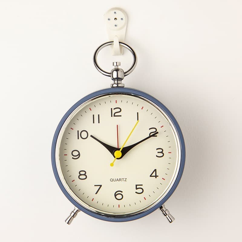 Silent Analog Alarm Clock with Snooze Button, Retro Design and Lighting, 16x11 cm, Blue