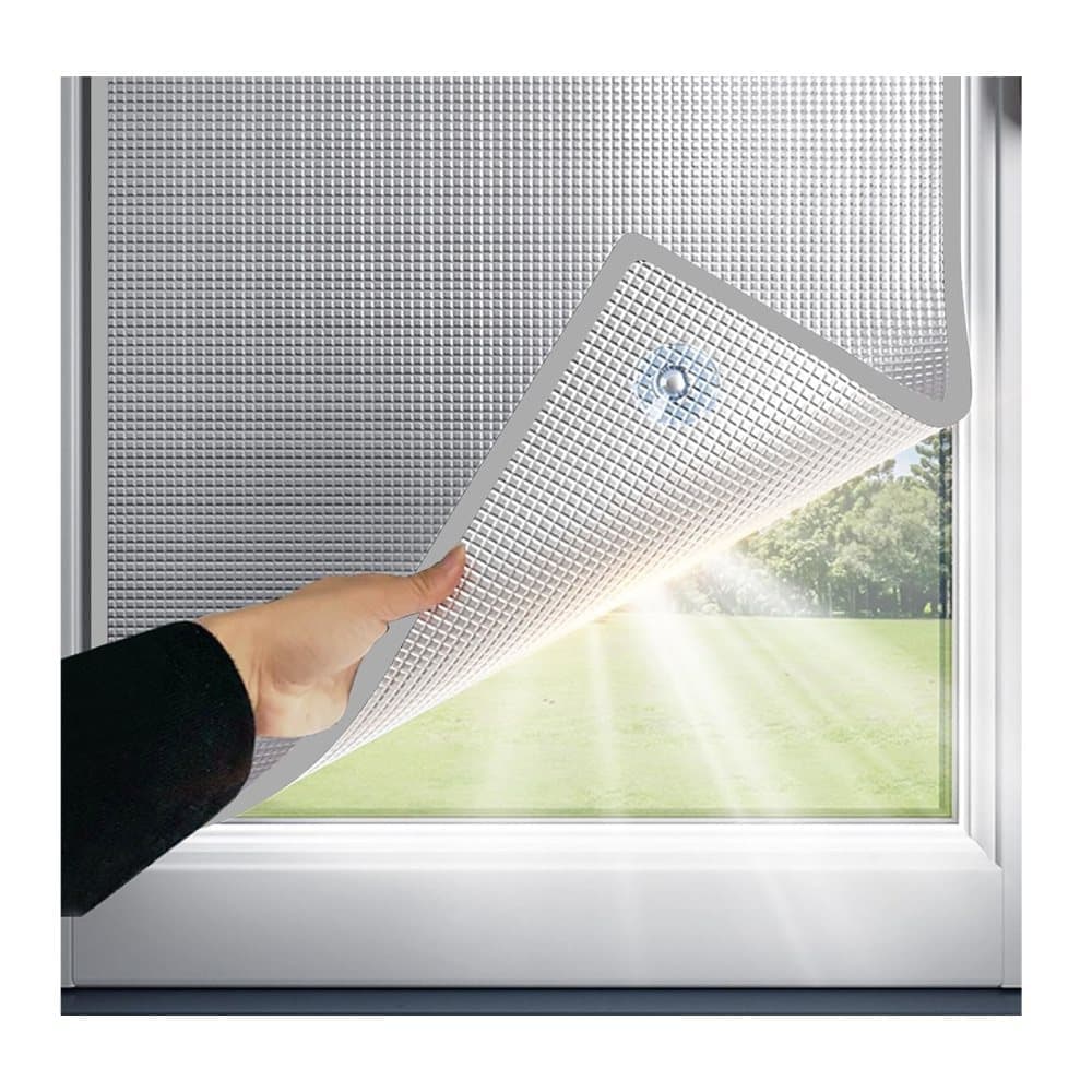 50x100cm Aluminum Foil Sun Protection Film, Self-Adhesive Thermal Insulation UV Privacy Protection for Balcony Windows Conservatories, Gray