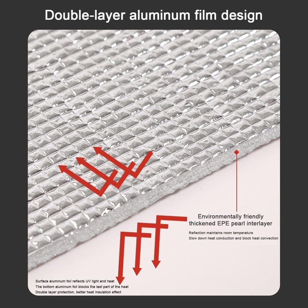 50x100cm Aluminum Foil Sun Protection Film, Self-Adhesive Thermal Insulation UV Privacy Protection for Balcony Windows Conservatories, Gray