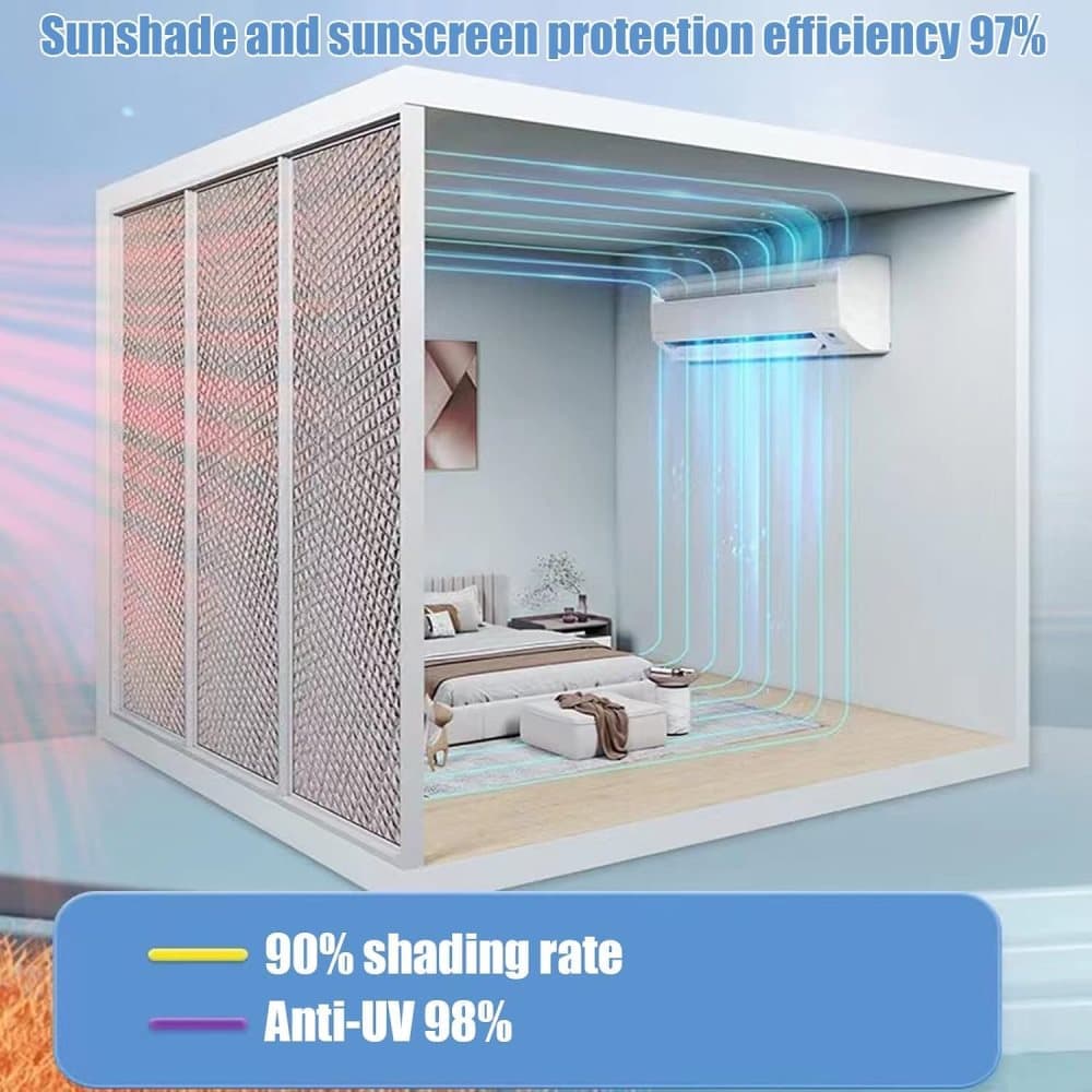 50x100cm Aluminum Foil Sun Protection Film, Self-Adhesive Thermal Insulation UV Privacy Protection for Balcony Windows Conservatories, Gray
