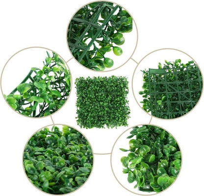 10-Pack Artificial Grass Panels 25x25 cm for Garden Party Wall Decor, Compatible with Outdoor