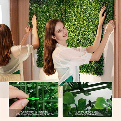 10-Pack Artificial Grass Panels 25x25 cm for Garden Party Wall Decor, Compatible with Outdoor
