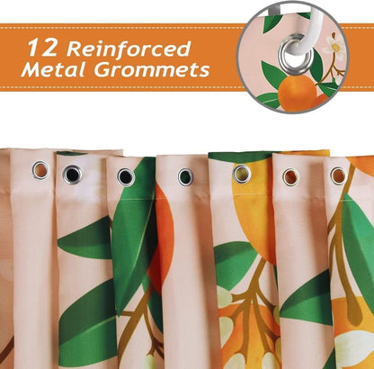 3D Fruit Shower Curtain Waterproof Mold Resistant with 12 Hooks, 70x72 inches, Orange