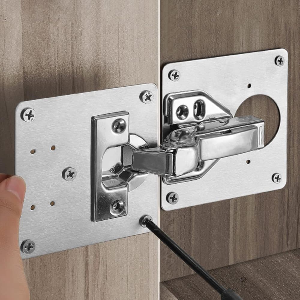 12 pcs Stainless Steel Hinge Repair Plate for Furniture Cabinet Hinges, 9x9 cm, Silver