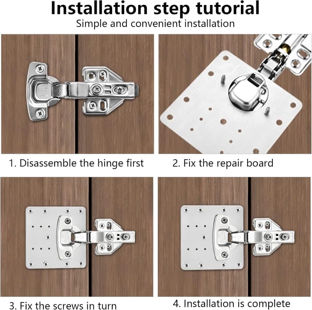 12 pcs Stainless Steel Hinge Repair Plate for Furniture Cabinet Hinges, 9x9 cm, Silver