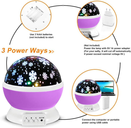 Christmas Snowflake LED Projector Lamp, Blue, with 360° Rotation, Battery or USB Powered, for Christmas Decoration & Party Gift