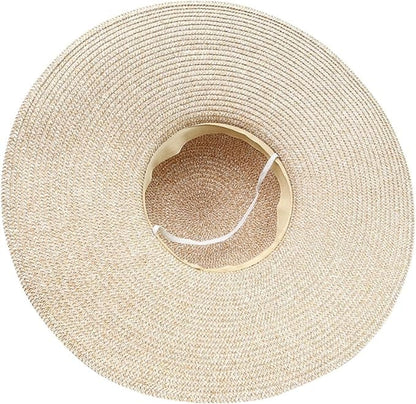 Foldable Straw Hat for Women UPF50+ Sun Protection Wide Brim, Pink, One Size