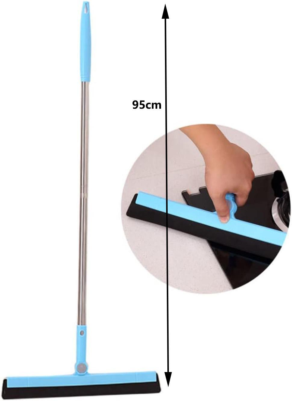 95 cm Water Scraper with Telescopic Handle, Rotatable for Wet and Dry Use, Compatible with Floors, Tiles, Windows and Showers, Blue.