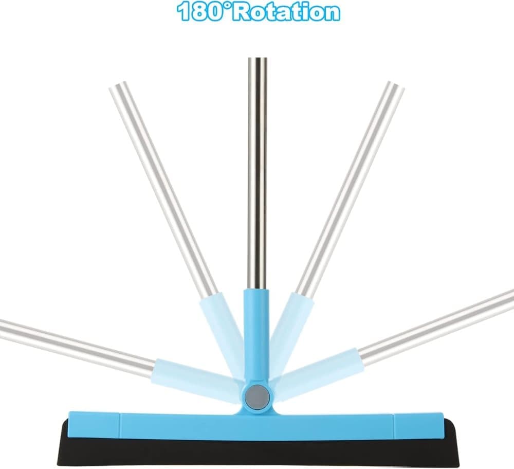 95 cm Water Scraper with Telescopic Handle, Rotatable for Wet and Dry Use, Compatible with Floors, Tiles, Windows and Showers, Blue.